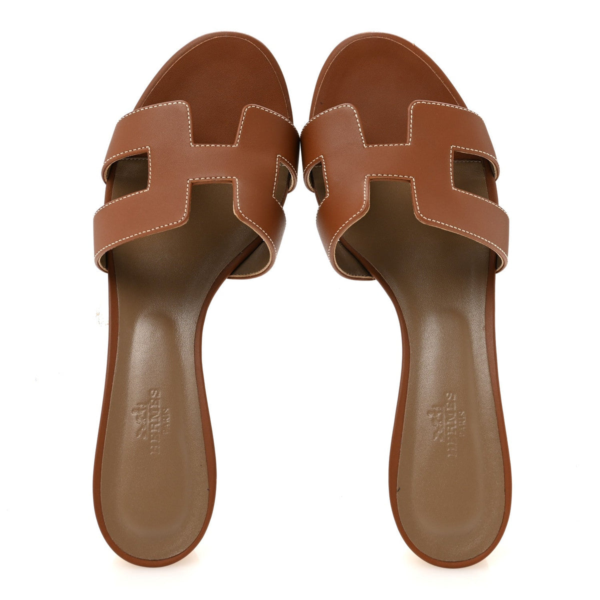 Hermes Calfskin Women's Oasis Sandals 39.5 Gold