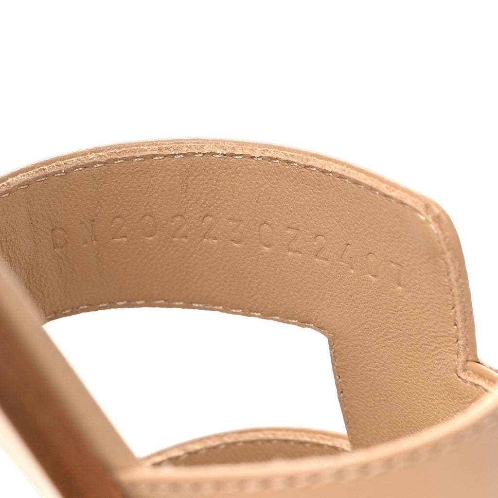 Hermes Box Calfskin Women's Oran Sandals 39 Camel