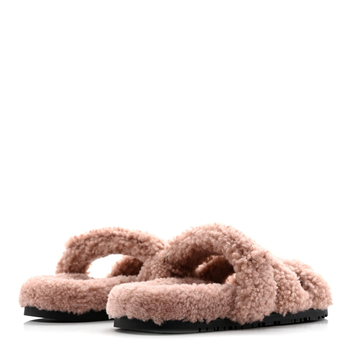 Hermes Woolskin Women's Chypre Sandals 39.5 Bois De Santal