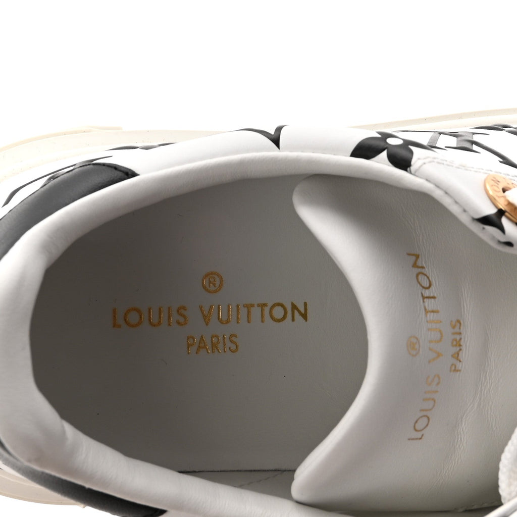 Louis Vuitton Calfskin Women's Monogram Debossed Time Out Sneakers 35 Black