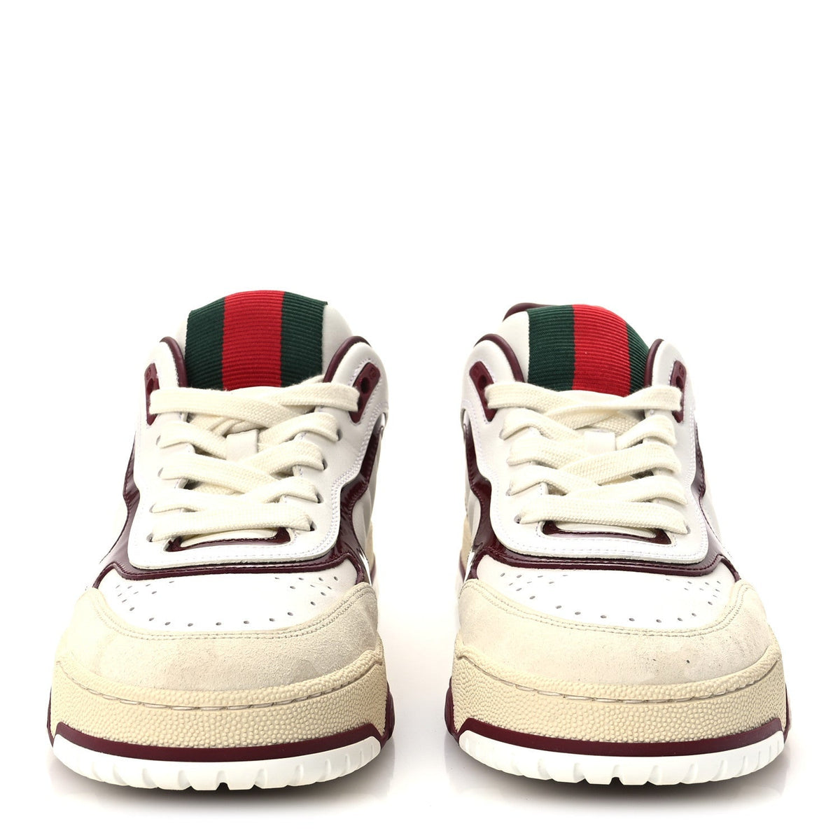 Gucci Calfskin Suede Women's Re-Web Sneakers 39.5 White Red