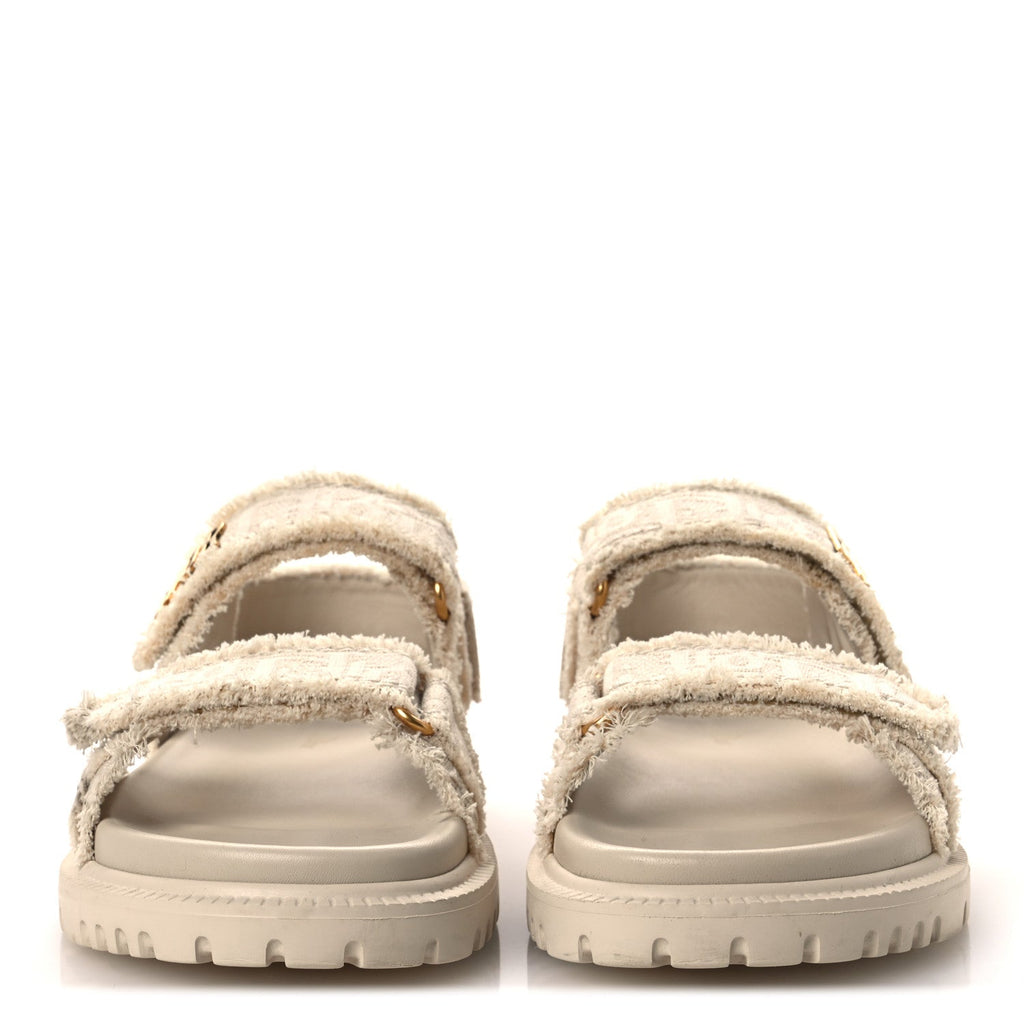 Christian Dior Cotton Women's Dioract 10mm Sandals 36 Natural