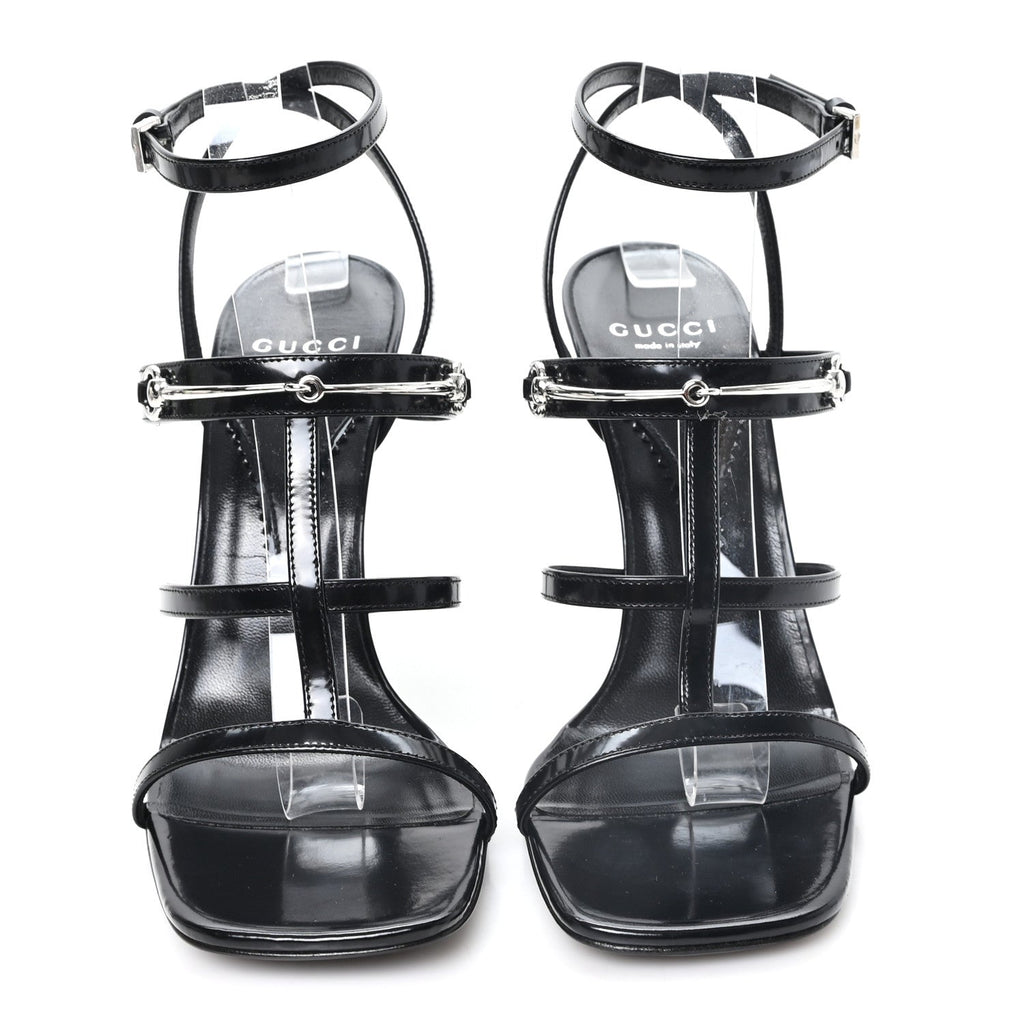 Gucci Nappa Women's Regent Strappy Horsebit Sandals 39 Black