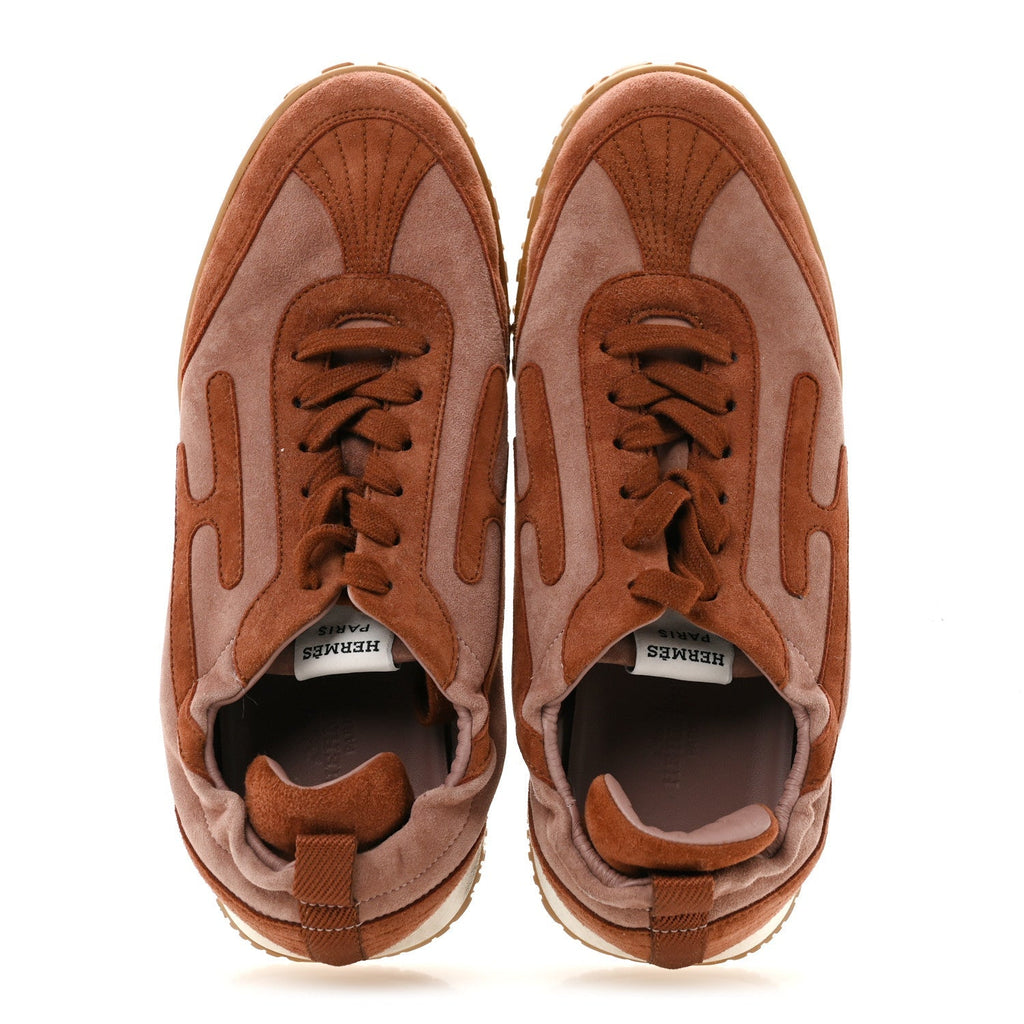 Hermes Suede Goatskin Women's Jet Sneakers 38.5 Rose Antique