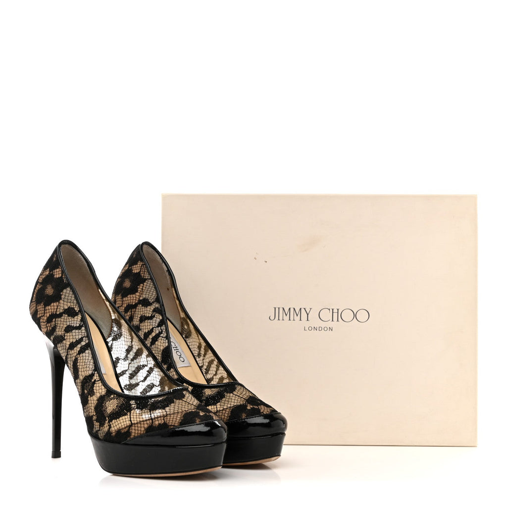 Jimmy Choo Lace Patent Women's Pumps 36.5 Black