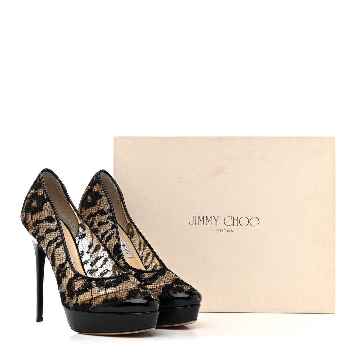 Jimmy Choo Lace Patent Women's Pumps 36.5 Black