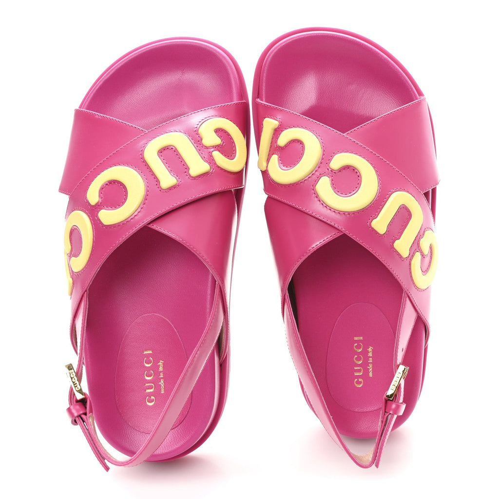 Gucci Calfskin Women's Elizabeth Nappa Charlotte Slingback Sandals 36.5 Fancy Fuchsia