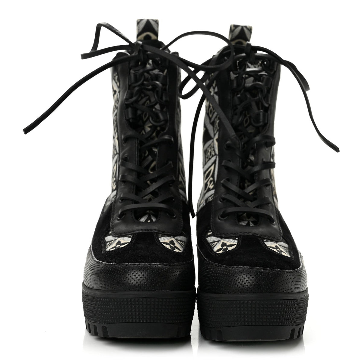 Louis Vuitton Suede Jacquard Women's Laureate Desert Boots 35.5 Black