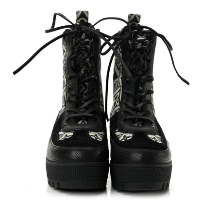 Louis Vuitton Suede Jacquard Women's Laureate Desert Boots 35.5 Black