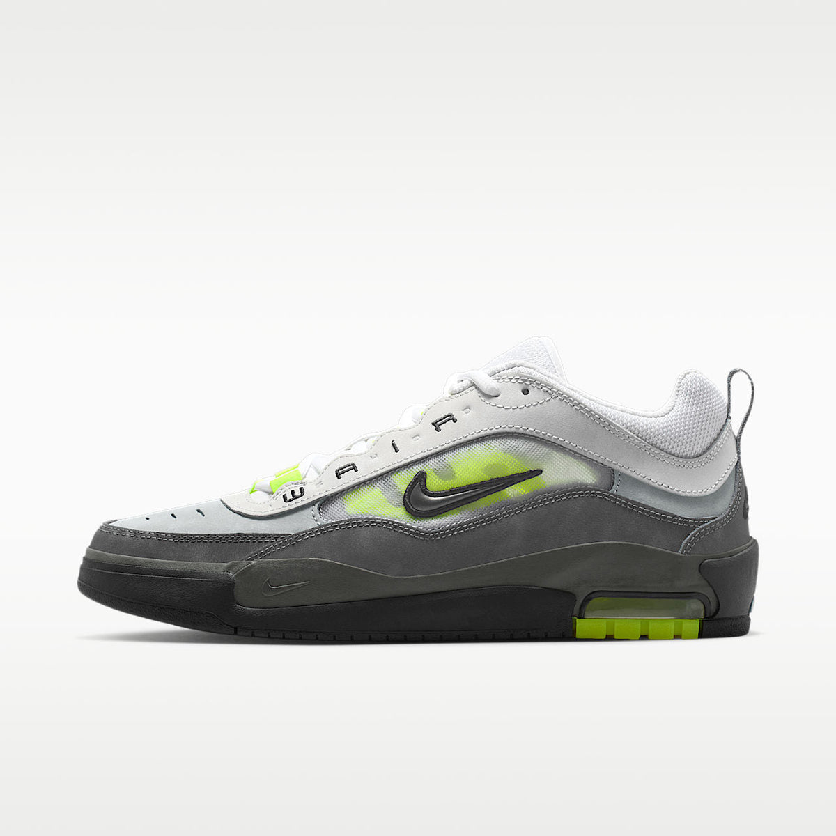 Unisex Air Max Ishod Skate Shoes Updated Mesh Black/Anthracite/Light Graphite/Neon Yellow