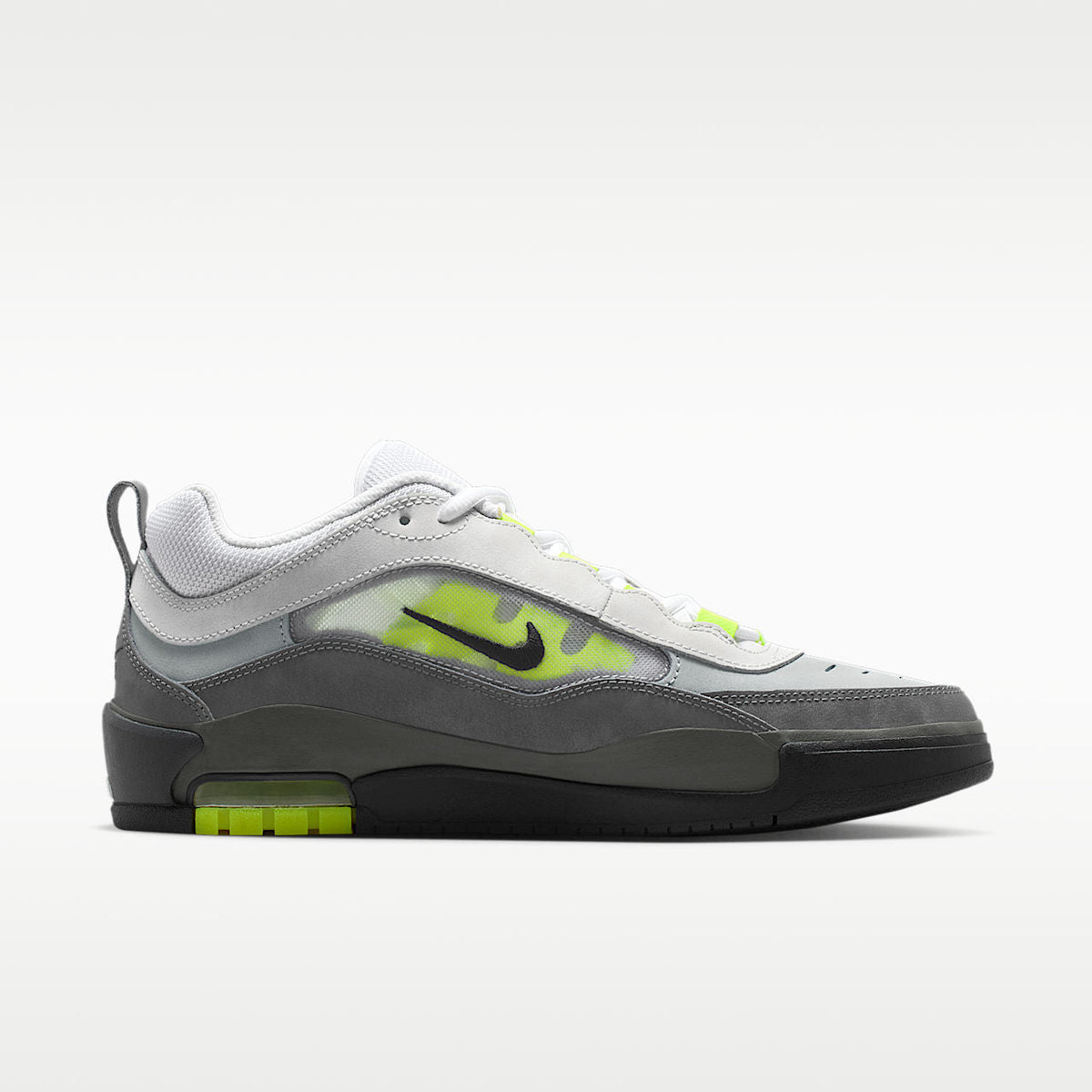 Unisex Air Max Ishod Skate Shoes Updated Mesh Black/Anthracite/Light Graphite/Neon Yellow