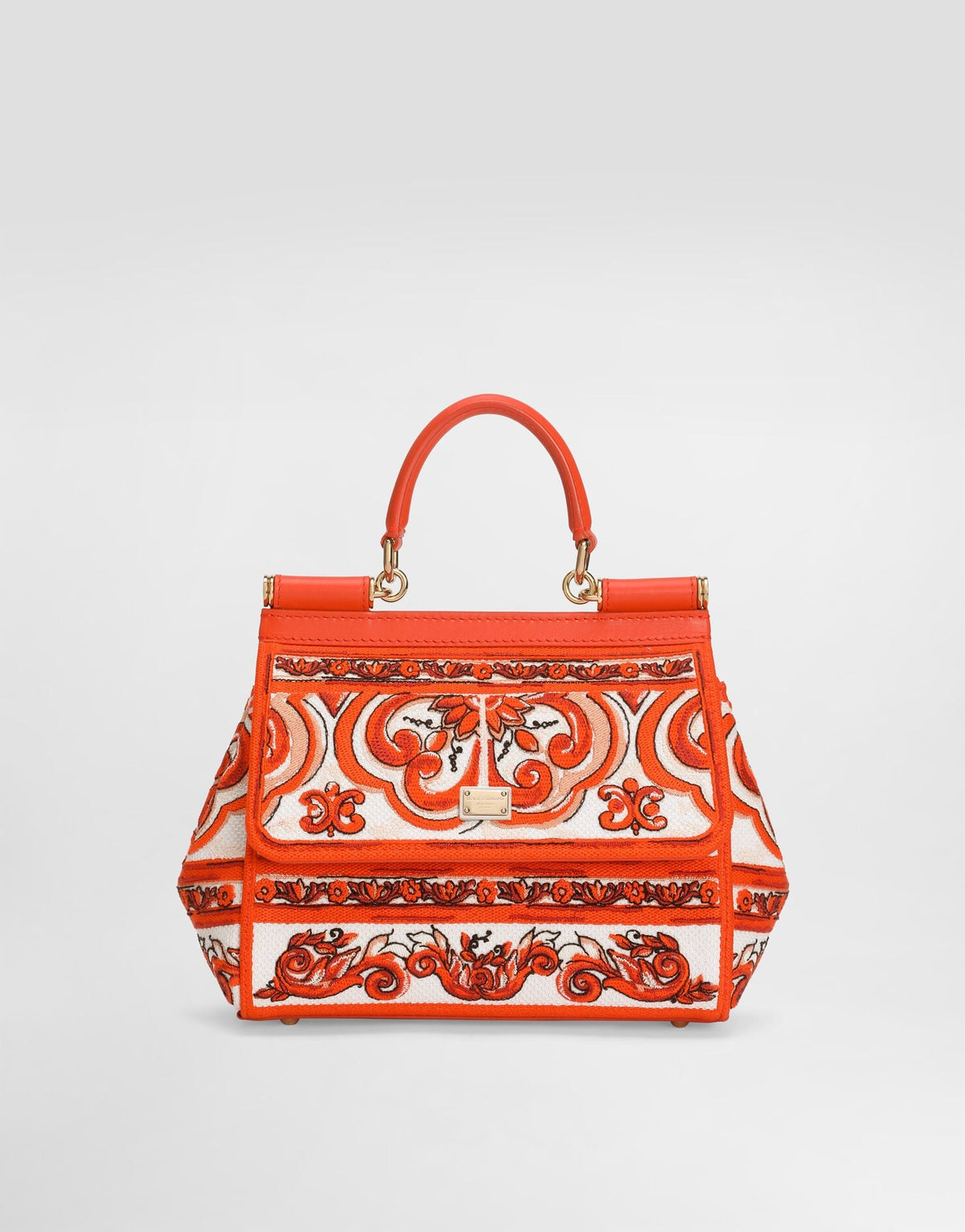 Small Sicily Handbag Leather Orange Gold-Toned Hardware